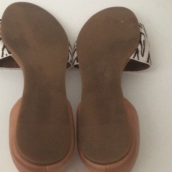 MADEWELL Brown / off whiteD'orsay Flats 9 Calf Hair Leather Open Toe Shoes - Picture 13 of 17